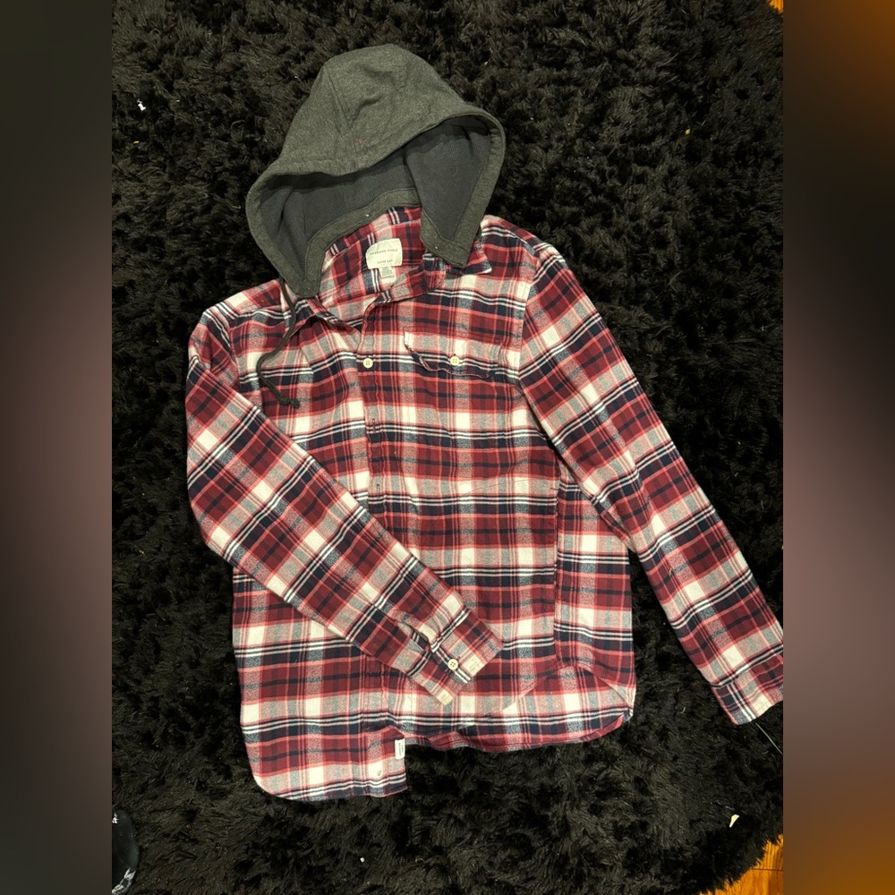 american eagle hooded flannel